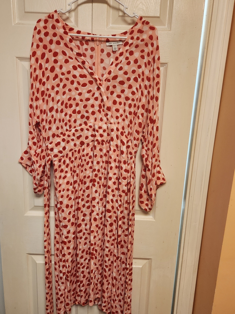 Pink Polka Dot Midi Dress